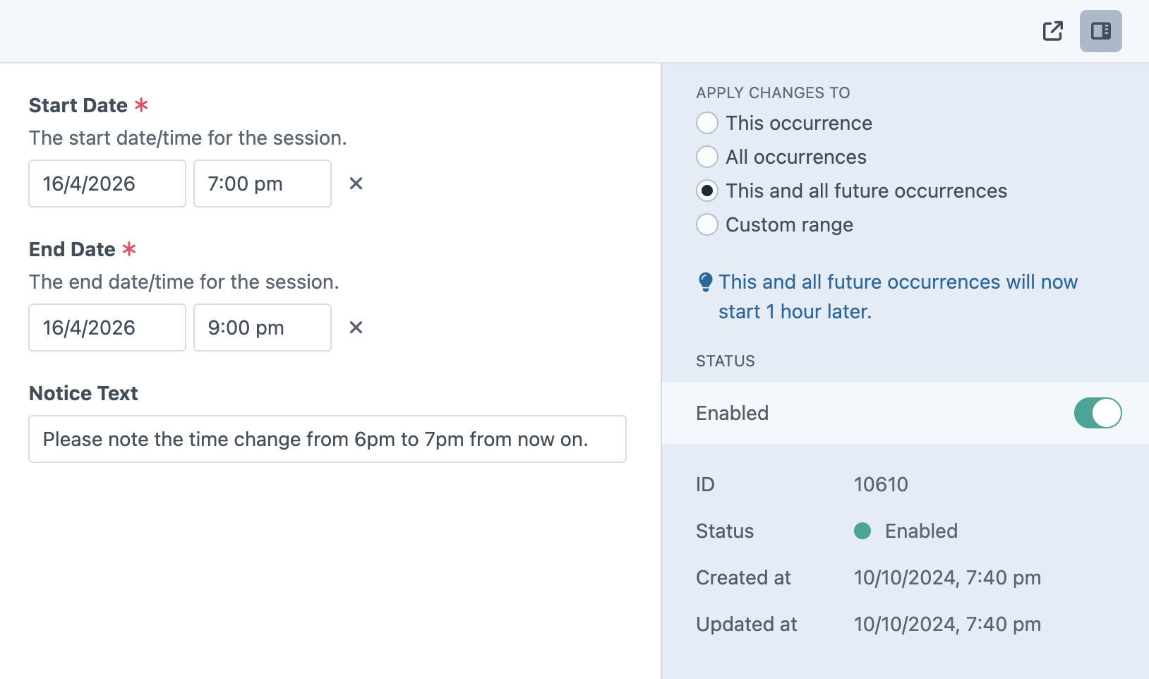 Events recurring sessions update2