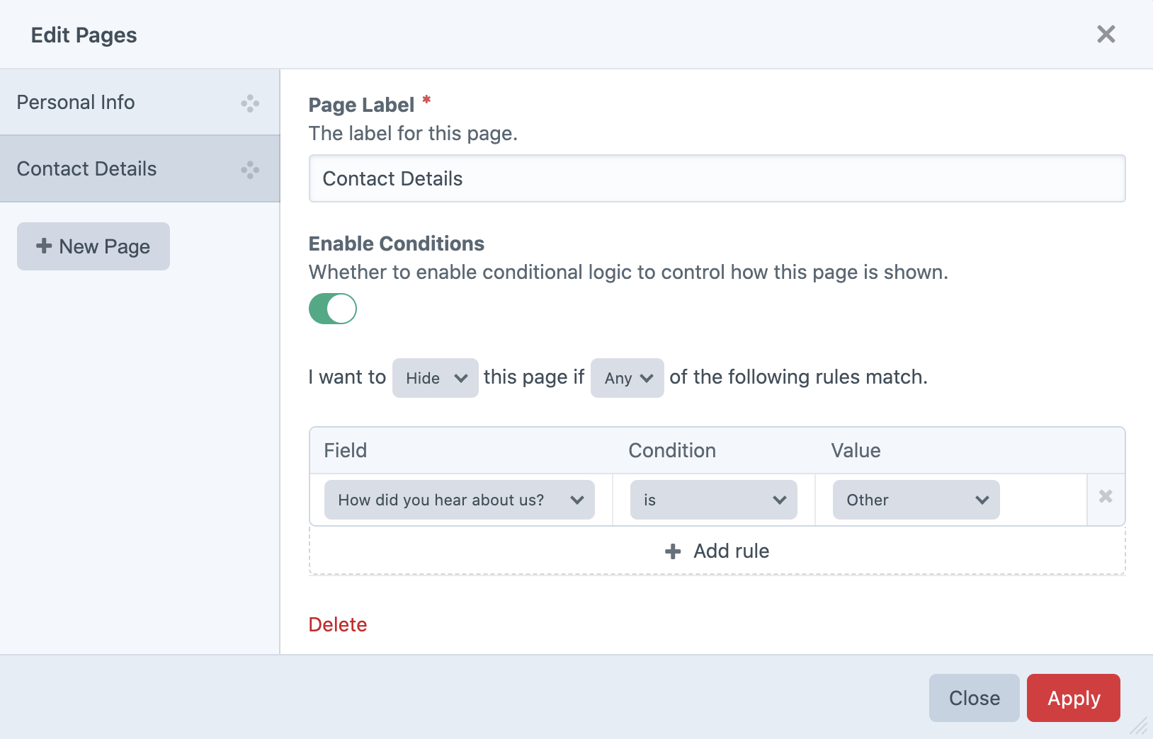 Formie page manager