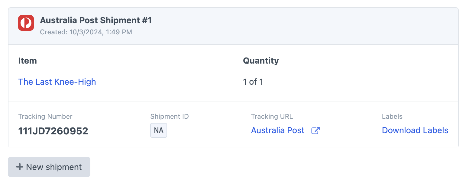 Postie shipments