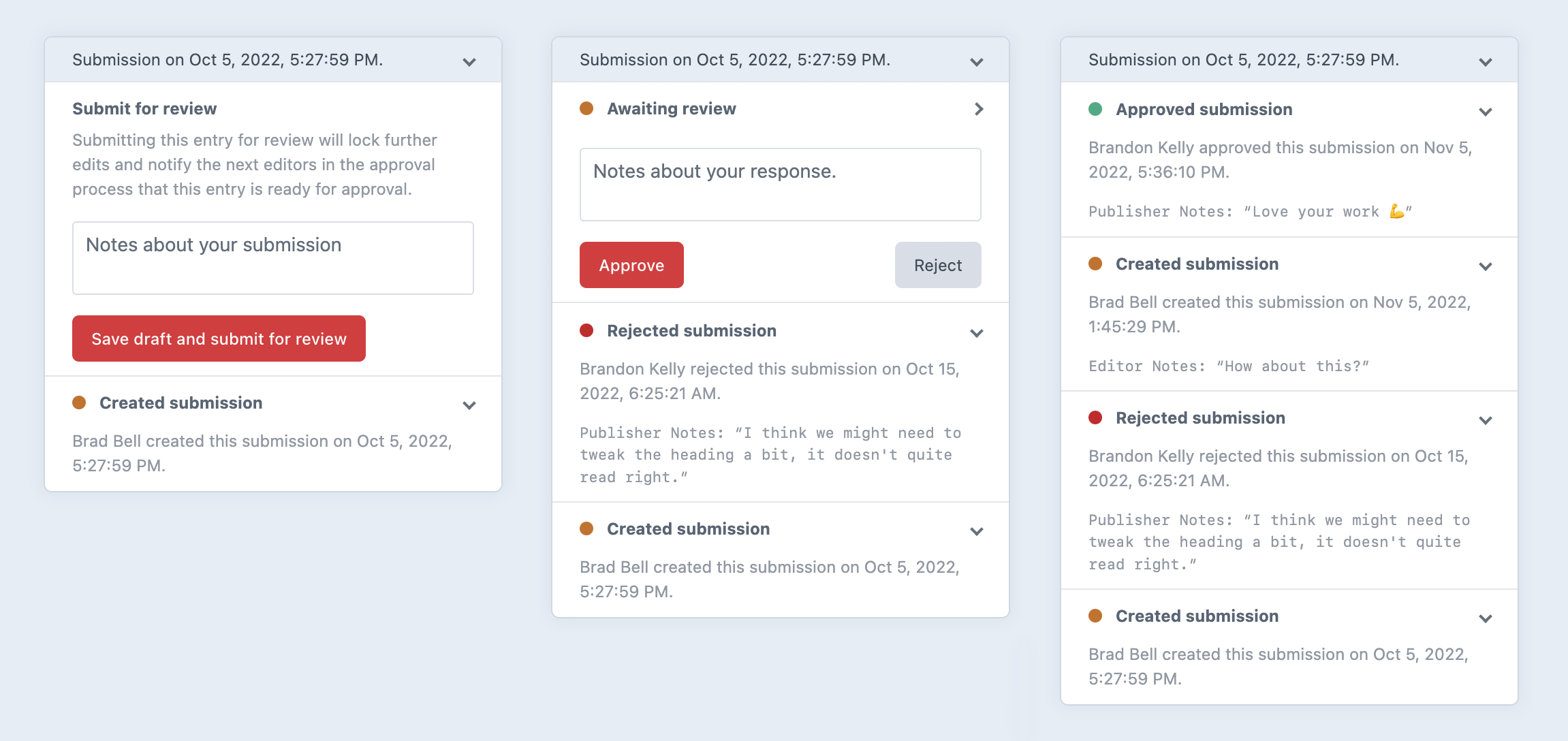 Workflow screens