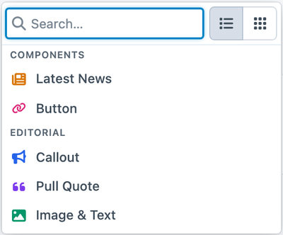 Vizy4 block picker list