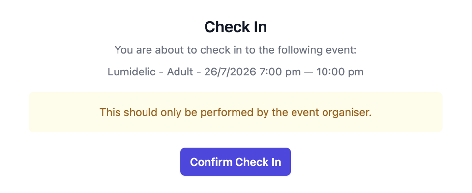 Events purchased check in