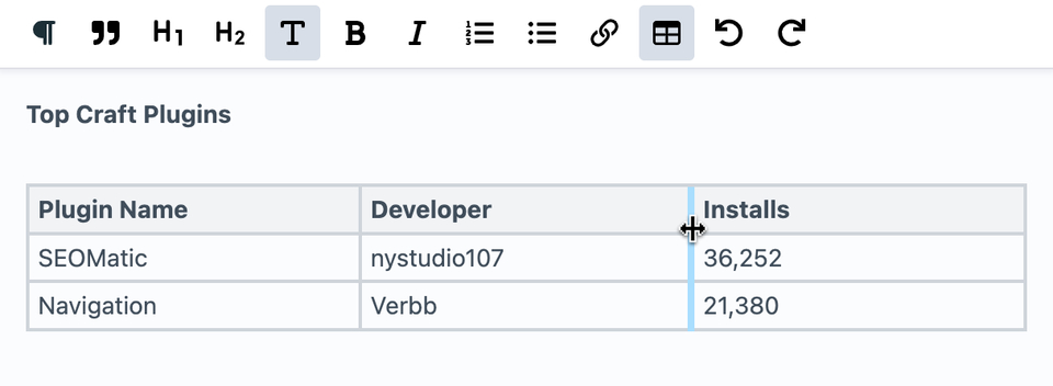 Vizy Table Node