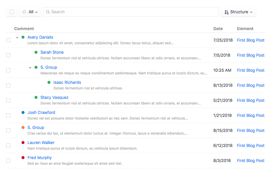 Comments Overview