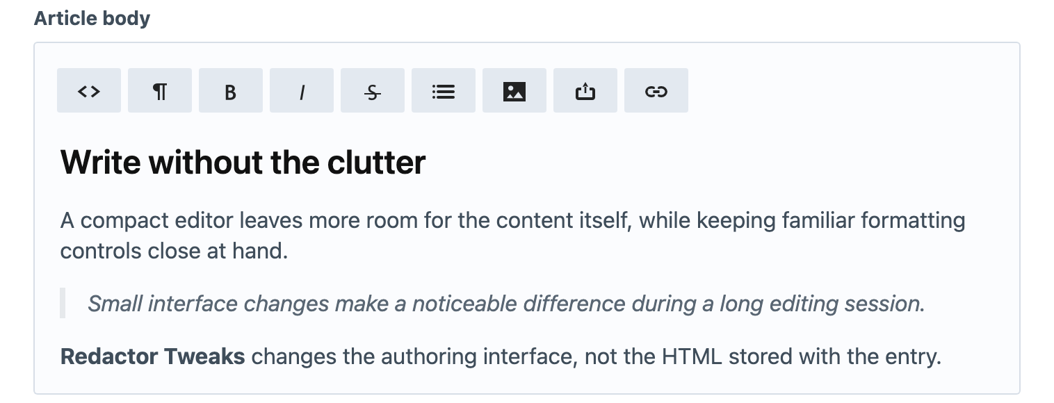 A Redactor field without Redactor Tweaks