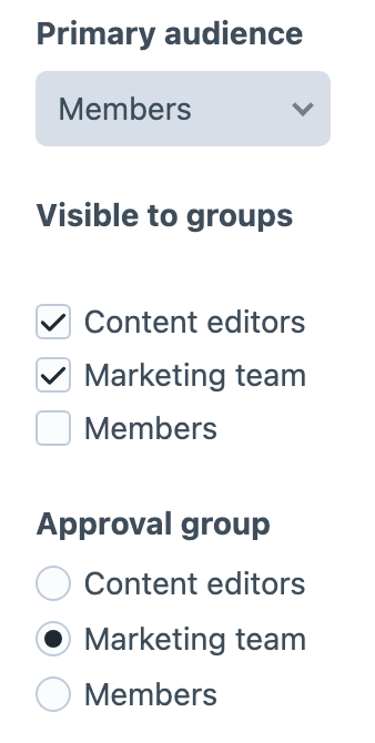A User Group field displayed as checkboxes