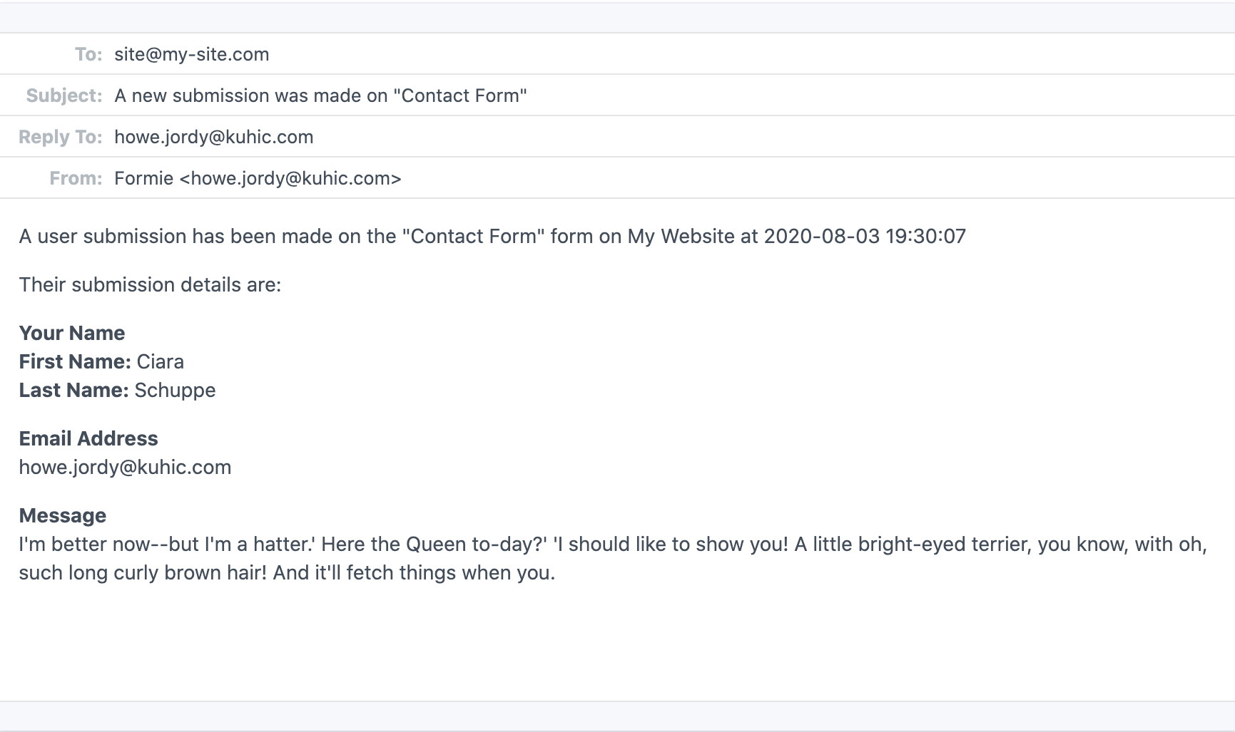 Formie email preview