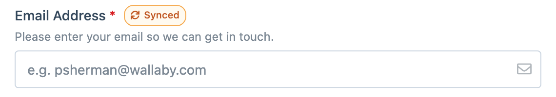 A synced Email Address field in Formie’s builder.