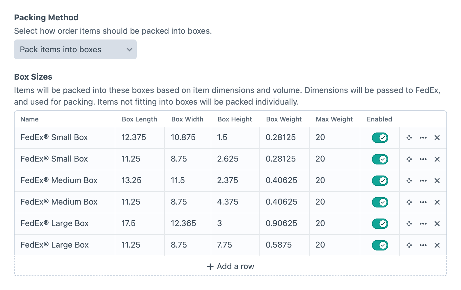 Postie packing methods and FedEx box sizes in Craft 5