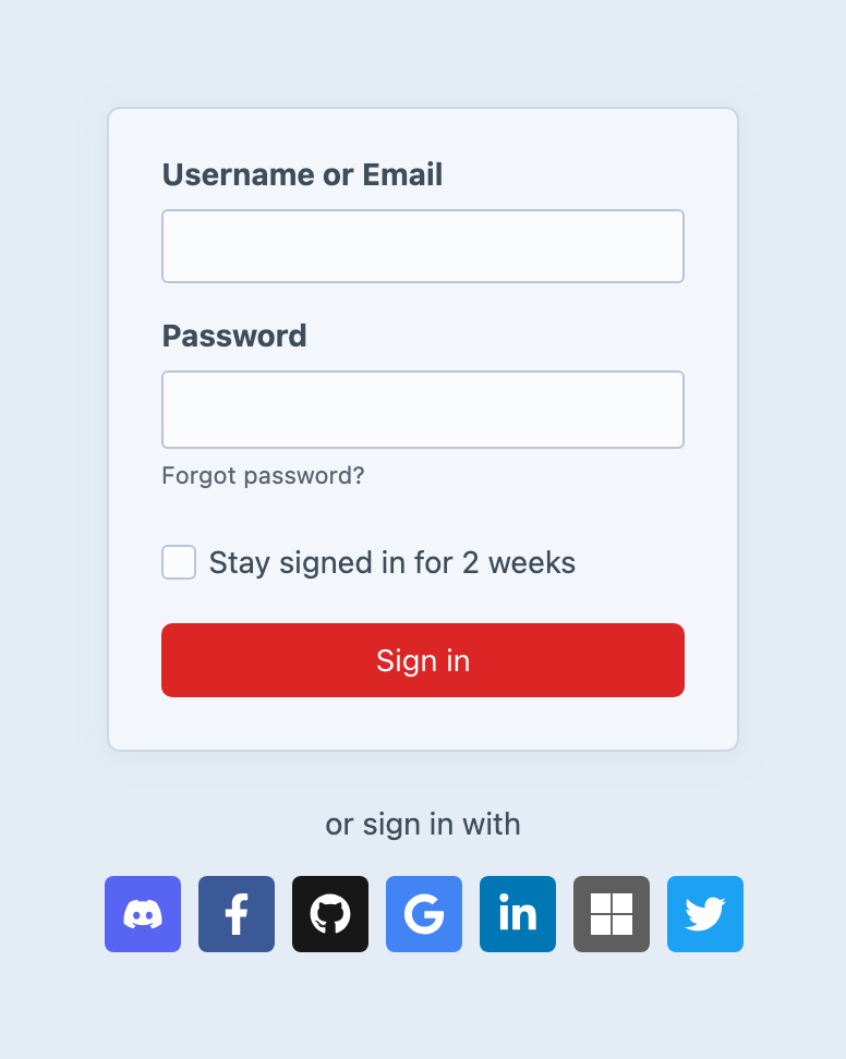 A Craft control-panel login screen offering several Social Login providers.