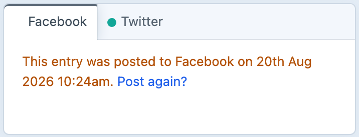 A successful post with the option to post it again.